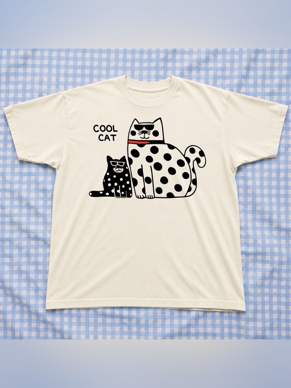 Vintage Cool Cat Graphic T-Shirt in Cream